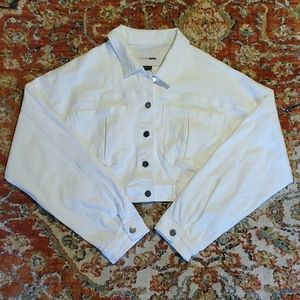 White cropped denim jacket
